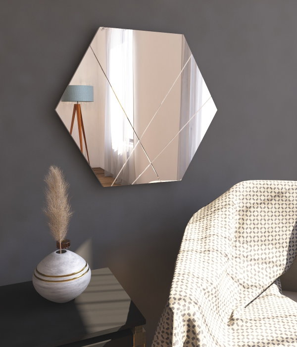 Hanah Home Saga - White Espejo Hexagonal MDF Blanco 70x60 cm